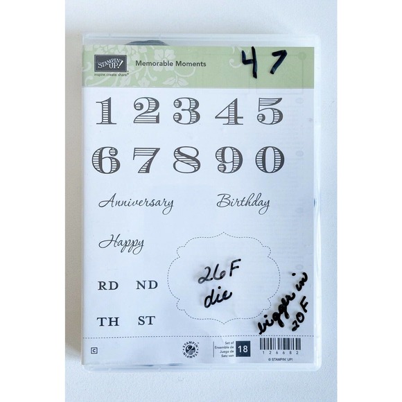 STAMPIN UP Stamp set - MEMORABLE MOMENTS - Large Numbers, Anniversary, Birthday - Picture 1 of 7